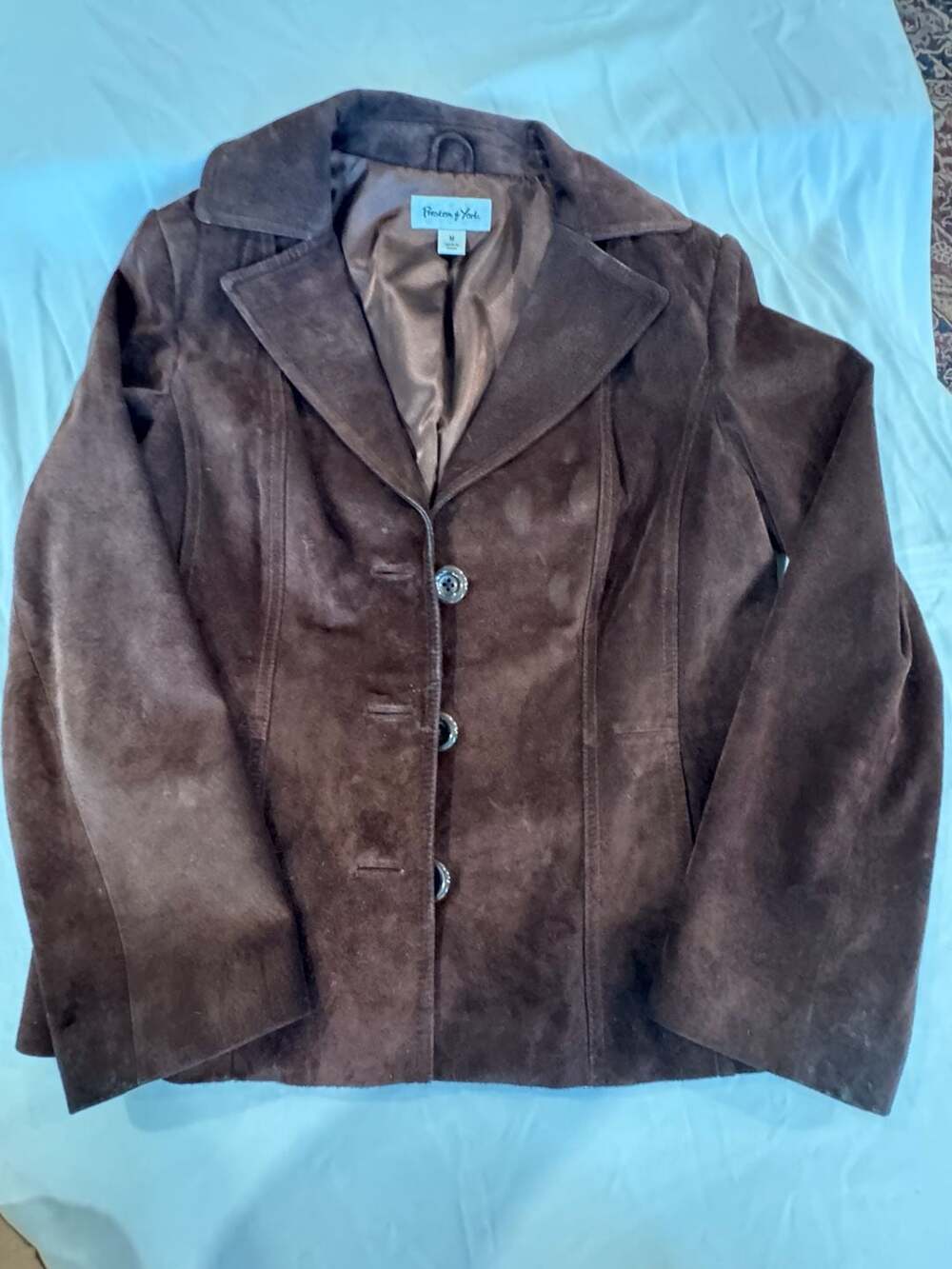 Preston & York Chocolate Brown Suede Leather Jacket Womens Blazer Lined